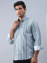 Striped Cotton Casual Shirt For Men-SF-980Blue
